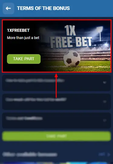 1xBet 1xFreebet Bonus