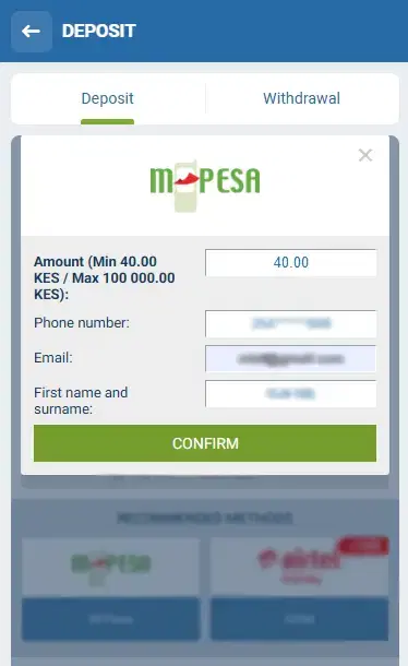 1xBet Deposit via M-pesa