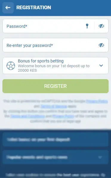 1xBet Registration Form