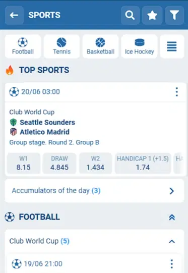 What sports does 1xBet offer?