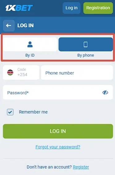 How to log in on 1xbet via phone number?