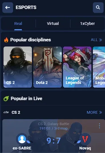 Can I bet on eSports on 1xBet?