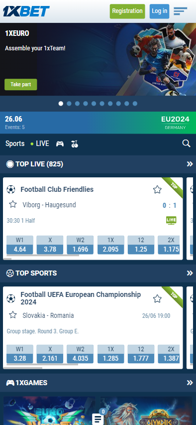 1xBet mobile version 