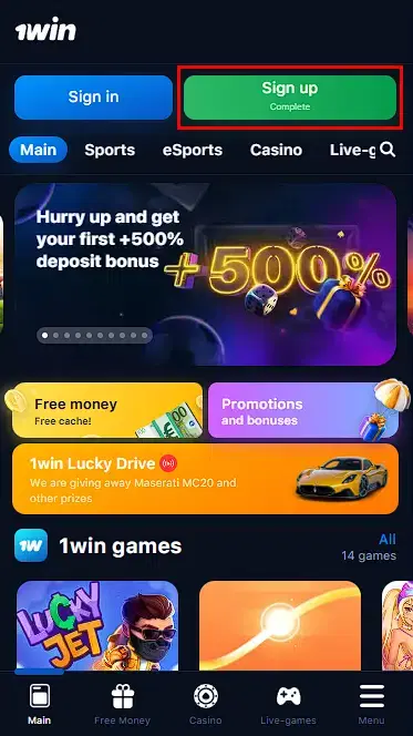 1win main page