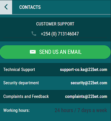 22bet customer support