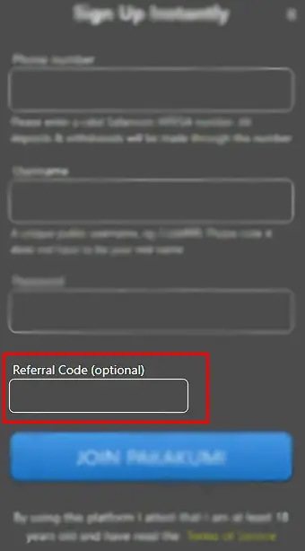 pakakumi referal code