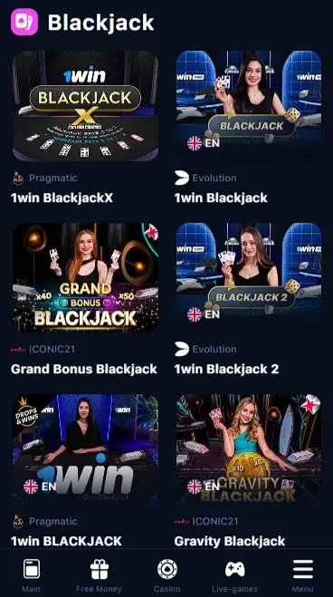 Can I play blackjack on 1win?