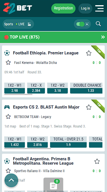 22bet mobile vesion