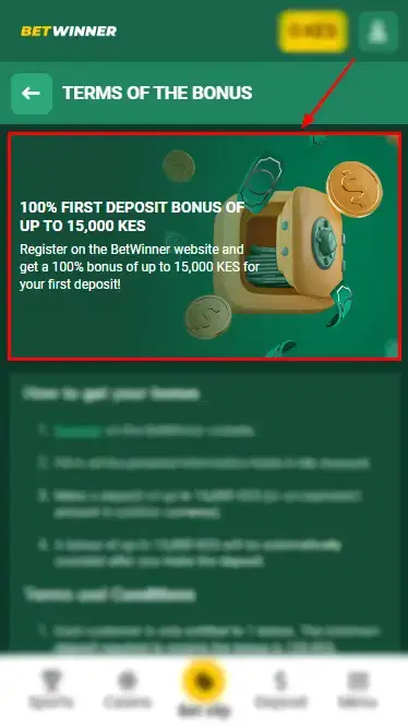 Betwinner Welcome Bonus for Sport