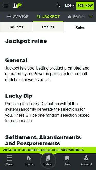 Betpawa Jackpot Results