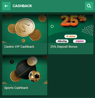 3 cashback bonuses