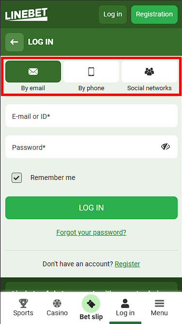Linebet login