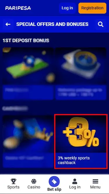 Paripesa 3% Bonus