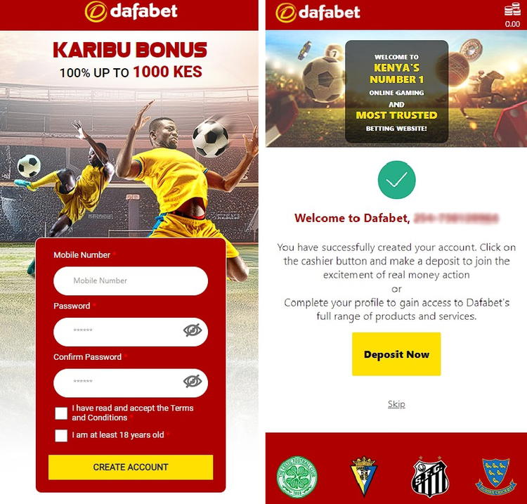 Dafabet registration page