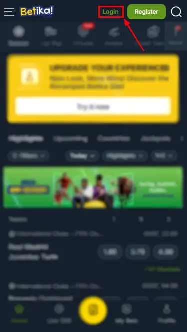 Betika Login Button