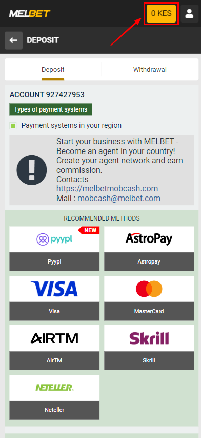 Melbet payment methods