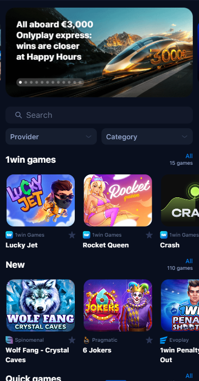 Casino in the app on iOS