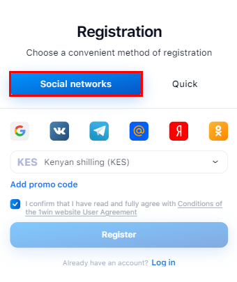 Registration by social networks