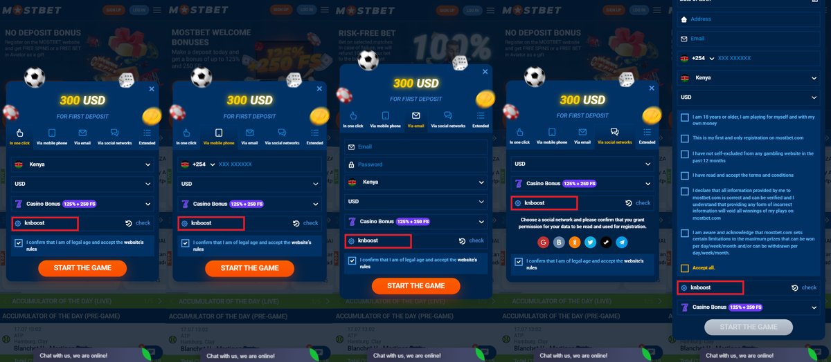 Mostbet bonus code activation during the registration process