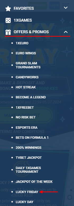 1xBet bonus location