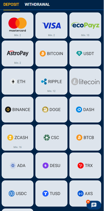 Mostbet deposit methods