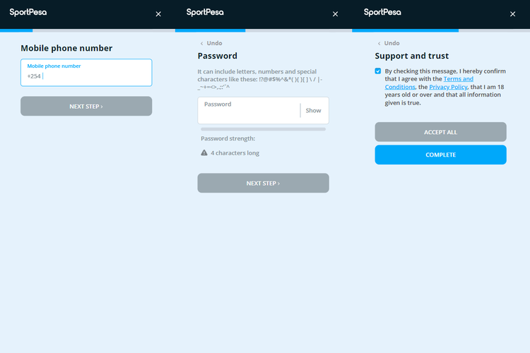 SportPesa registration instruction