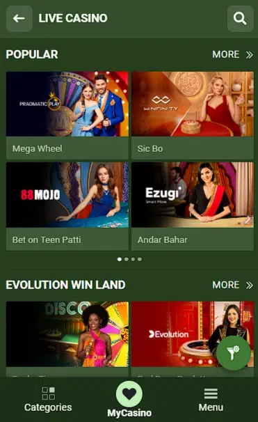 Live Casino Section on Linebet Kenya