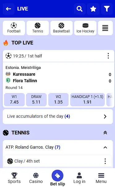 Paripesa live betting markets
