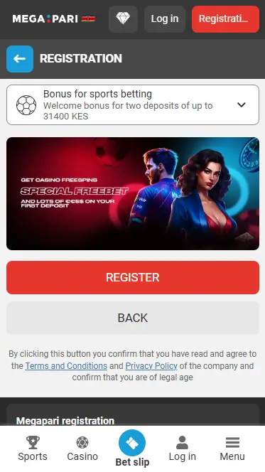 Registration by E-mail on Megapari