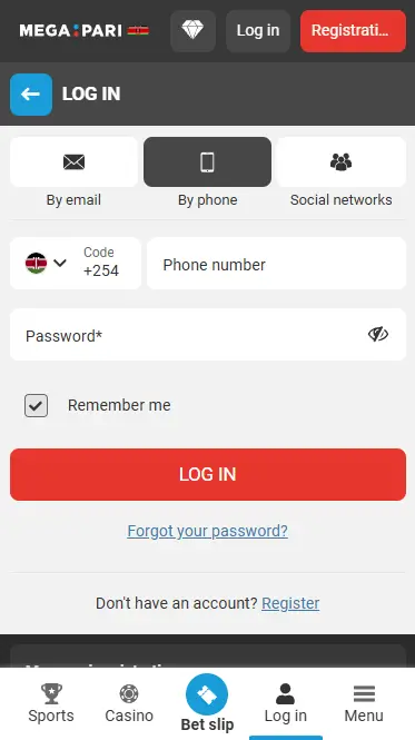 Megapari login via phone