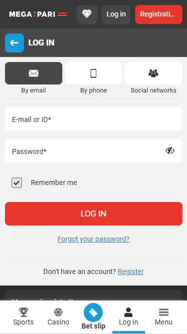 Megapari login via email
