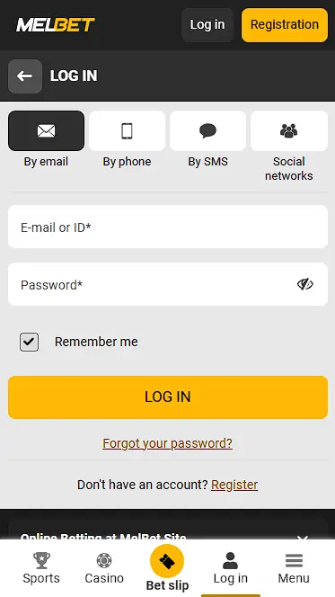 how to login in melbet app