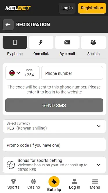 melbet app registration form