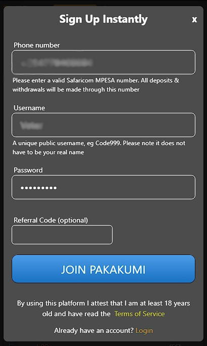 Pakakumi registration