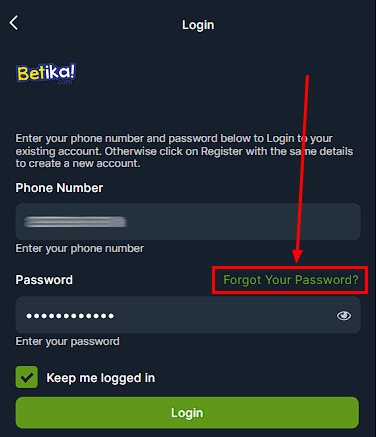 betika password recovery