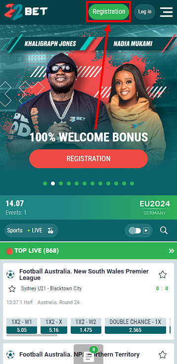 22bet registration