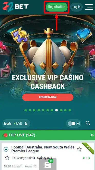 22bet registration kenya