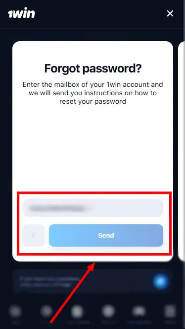 1win iOS App Kenya - Email-Form Of Forgot Password