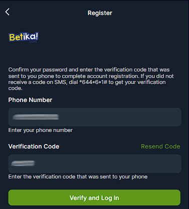 Betika registration number verification

