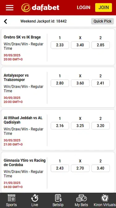 Dafabet Mideweek Jackpot