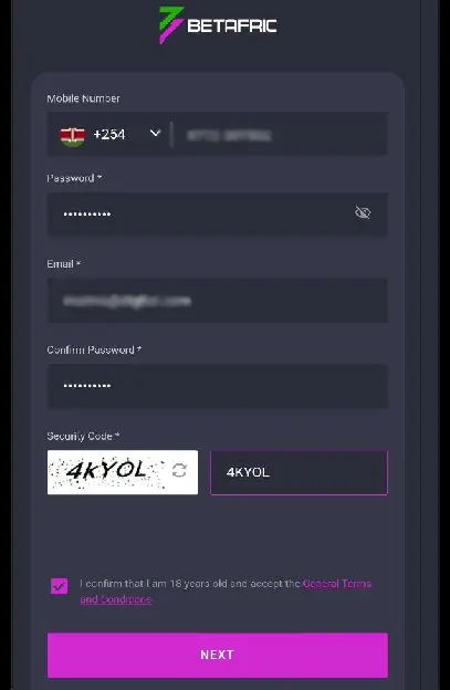 Betafriq registration