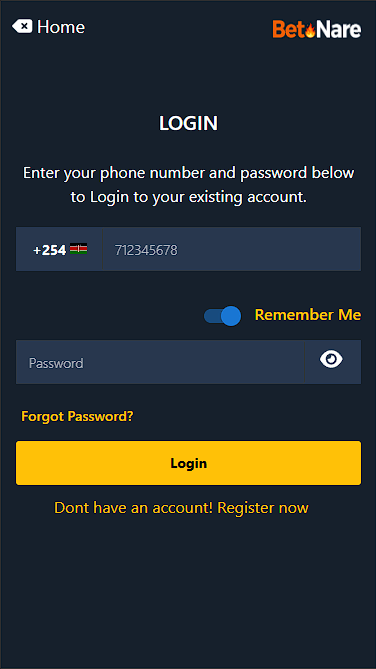 betnare login