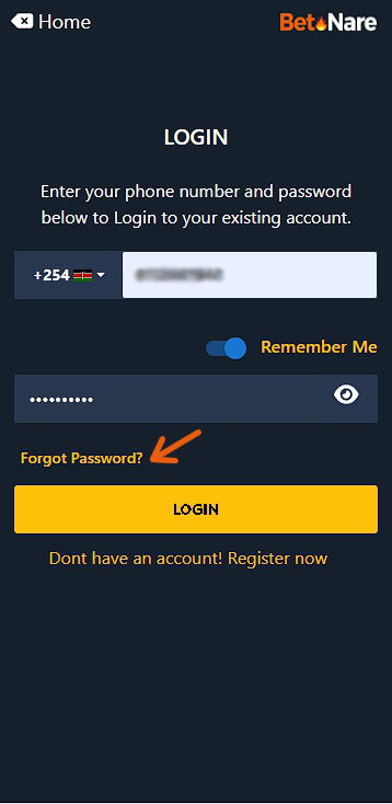 BetNare login