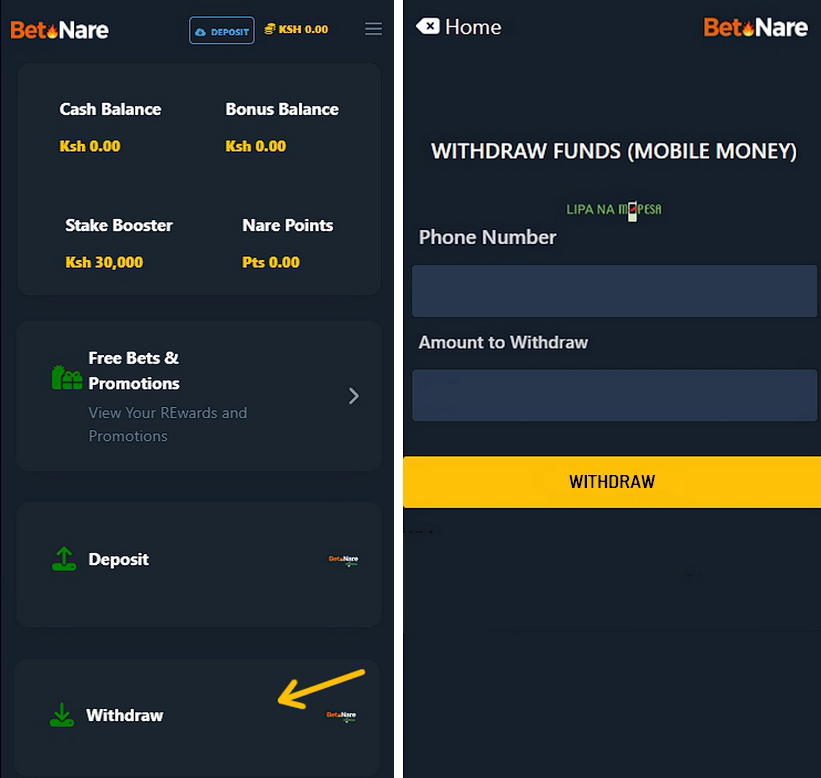 Betnare withdraw