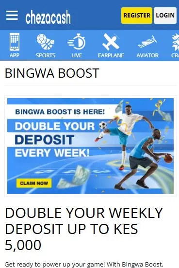 Chezacash Bingwa Boost Bonus