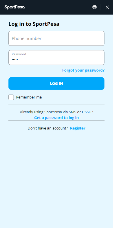 SportPesa Kenya log in