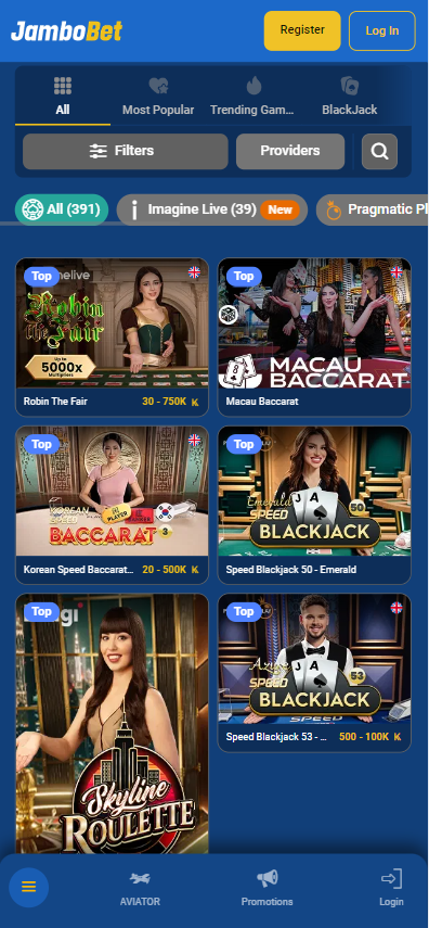 JamboBet casino games