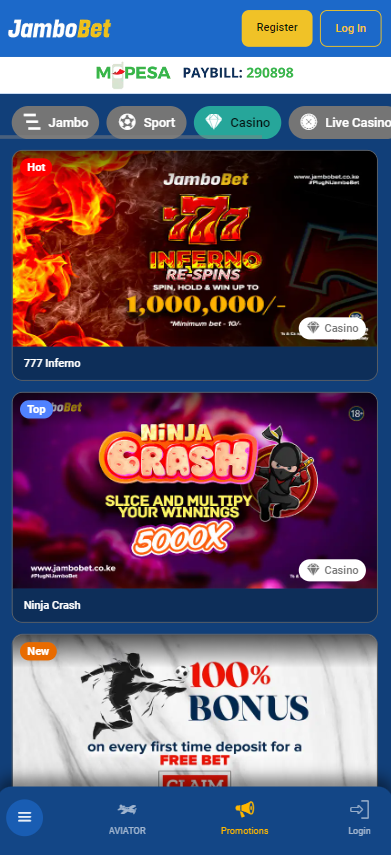 JamboBet casino bonuses