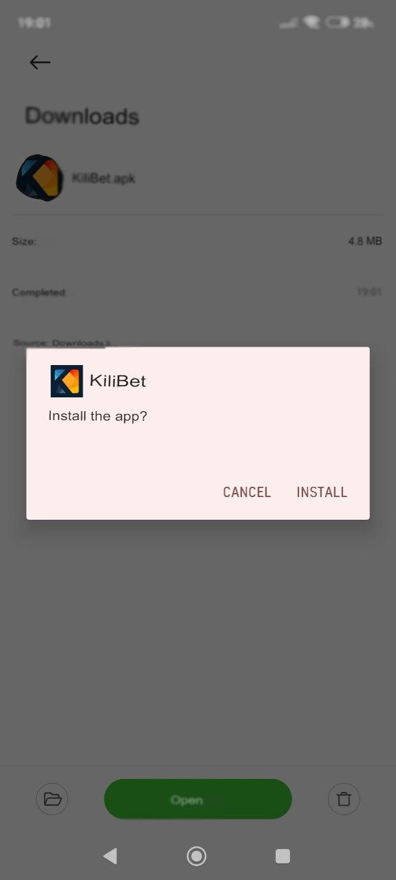 Kilibet installing pop-up