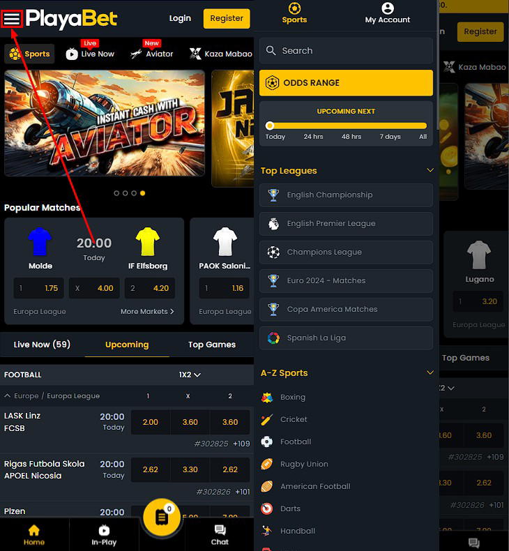 playabet Mobile version